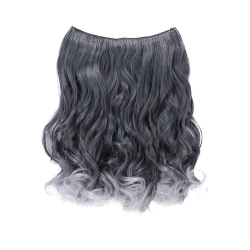 CAISHA 20" 1 Weft Extension With Elastic Band Hair Extensions Hairpiece Wavy Gray Mix E110-1
