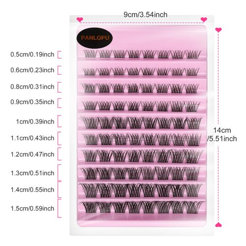 False Eyelashes Natural Look Synthetic Fibers Extension Lengthening DIY D Curl Eyelashes Reusable Cluster Lashes eyelash strings 8/10/12/14/16mm by PANLOPU (Z008-8/10/12/14/16mm)