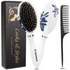 Hair Brush, Boar Bristle Hair Brushes for Women Kids Thick Curly Wet Dry Hair, Smoothing Detangling Hairbrush Adds Shine and Improves Hair Texture, Hair Comb and Giftbox Included