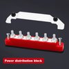 Aienxn 12V Bus Bar Marine 6 x 1/4" (M6) Terminal Studs 12V Power Distribution Block with Cover and Ring Terminals,300V AC 48V DC Positive&Negative Battery Bus Bar for Car and Boat (Black+Red) Q-O-078
