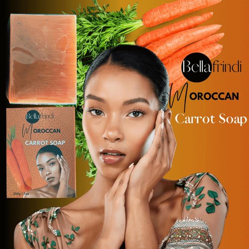 Bellafrindi Carrot Soap Bar for Body & Face - Moroccan Made with Natural Ingredients Gentle Soap – For All Skin Types – 200gm Bar