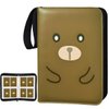 LelonHo Trading Card Binder 4 Pocket，Fits 400 TCG MTG Cards with 50 Removable Sleeves,3-Ring Card Holder Album with Zipper，Collection Card Holder Case Binders Book Gifts for Boys Girls（Bear）