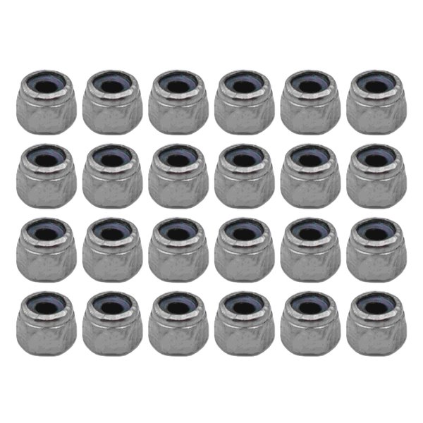 RACOFSB 24 Pcs Fingerboard Locknuts Professional Self Lock Nuts with Nylons Insert (Silver)