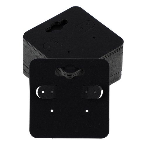 100 Pcs Earring Cards Kraft Earring Display Cards Blank Earring Holder Cards with 6 Holes Cardboard Jewelry Packaging Cards Jewelry Display Cards for Selling Hanging Earring (Black)