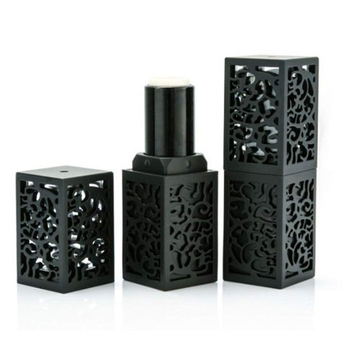 CTKcom Lip Balm Tubes Empty Hollow-out Black Plastic Lip Lipstick Tube Refillable Lip Balm Storage Containers for DIY Homemade Lipstick Lip Balm, Square Tube,10 Pack