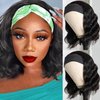 JCL Headband Wig Human Hair Body Wave Headband Wigs Human Hair Wig Glueless Wigs Human Hair Natural Color Curly Human Hair Wigs for Black Women 12 Inch Human Hair None Lace Front Wigs Human Hair