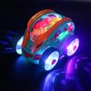 Esoes Dynamic Gear-Powered Car with Led Lights,Children's Transparent Luminous Toy Car,Bump and Go Toy Car with Colorful Moving Gears, Music Effects, Light Up Toy Cars for Kids 3 Years olds +