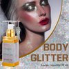 Wugbc Body Glitter Gel, 70 ml Silver Hair Glitter Holographic Face Glitter Rave Accessories for Women Easy to Use Body Shimmer Iridescent Sparkling Sequins Festival Party Concerts Makeup