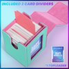 UAONO Card Deck Box with MTG Commander Display, Patented Design Card Deck Case Holds 100+ Double-Sleeved Cards, PU Leather Cards Storage Box For TCG with 2 Dividers, 1 Toploader (Turquoise&Pink)
