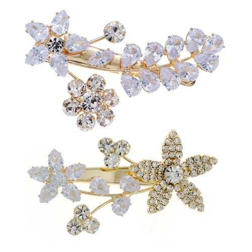 2 Packs Rhinestone Wedding Hair Clips for Bride Crystal Hair Pieces Cubic Zirconia Alligator Clip...