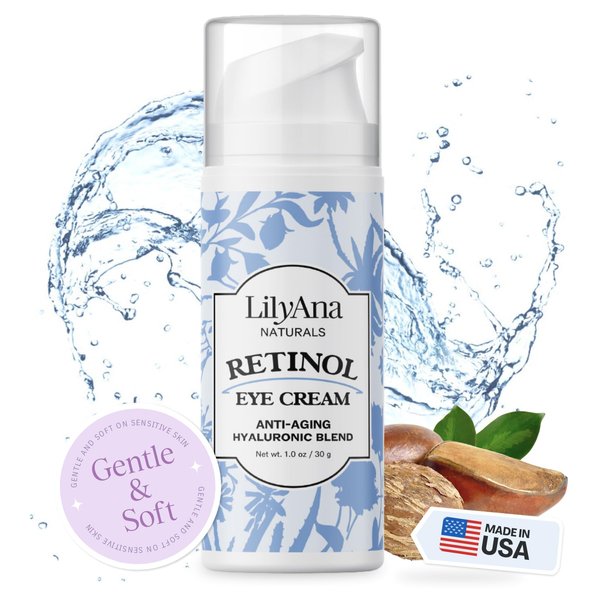 LilyAna Naturals Eye Cream - Eye Cream for Dark Circles and Puffiness, Under Eye Cream, Anti Aging Eye Cream Reduce Fine Lines and Wrinkles (1.0 Ounce, Retinol)