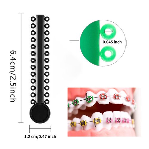 Rubber Bands for Braces, 1040 Pcs Black Orthodontic Ligature Ties O-Rings Elastic Braces Rubber Bands