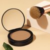 FOCALLURE Flawless Pressed Powder, Control Shine & Smooth Complexion, Pressed Setting Powder Foundation Makeup, Portable Face Powder Compact, Long-Lasting Matte Finish, Sand
