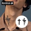 Boldink Semi-permanent tattoos, realistic fake tattoos, last 7-15 days, waterproof non-reflective temporary tattoo stickers, cruelty-free, uniquely designed exquisite packaging（Cross 1）