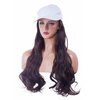 NJJYXH White Hat Wig for Women Long Wavy Baseball Cap Wig with Curly Hair Extensions Synthetic Reddish Brown Wig Adjustable Baseball Hat