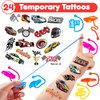 36PCS Race Car Party Favors - 24PCS Temporary Tattoos 12PCS Sticky Hands Perfect Birthday Supplies for Kids Stretchy Fidget Goodie Bag Stuffers Treasure Box Toys Classroom Prizes Student Gifts