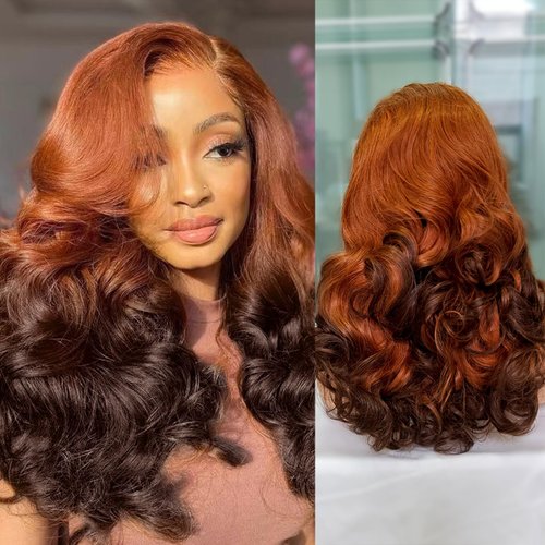Ombre Lace Front Wigs Human Hair 250 Density Wig 13x4 Loose Body Wave HD Lace Front Wigs 250 Density Glueless Wigs Human Hair Pre Plucked Double Drawn Human Hair Wigs for Black Women 22 Inch