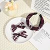 DEEKA School Uniform Plaid Hair Bows & Knotted Plaid Headband & Scrunchies Fable Hair Bow Set Alligator Clips for Toddler Girls Hair Accessories for Little School Girls (Burgundy)