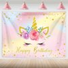XYJolivian Unicorn Backdrop Happy Birthday Party Decorations for Girls Princess Children's Birthday Party Decorations Studio Props 6x3.6FT