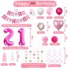 Sweet 21st Birthday Decorations for Women, Pink and White 21 Happy Birthday Balloons，21st Birthday Party Supplies for Her Girlfriend Wife Including Pink Happy Birthday Banner, Hot Pink Number 21 Foil