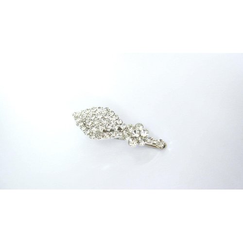 Generic Small clear crystal oval flower alligator hair clip for fine thin hair