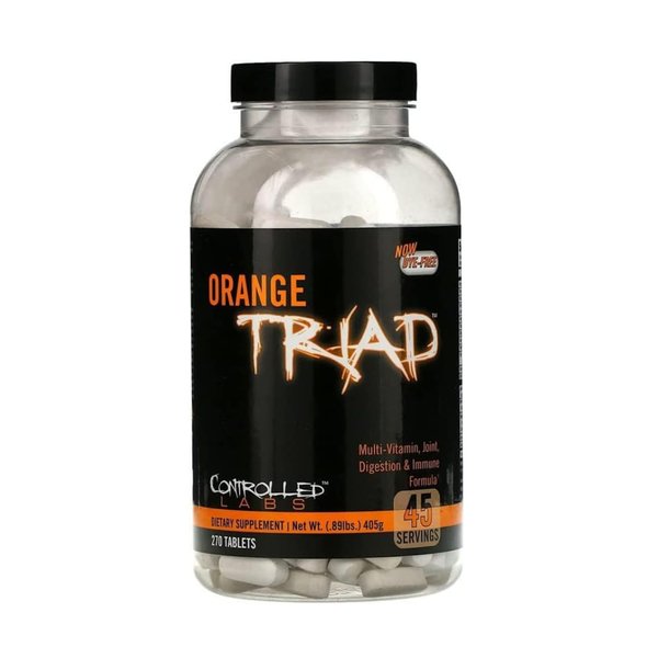 CONTROLLED LABS Orange Triad Daily Multivitamin, Iron Free Sports Supplement for Workout, Digestion, Immune, and Joints, 45 serv - Tablets (270 Count (Pack of 1))