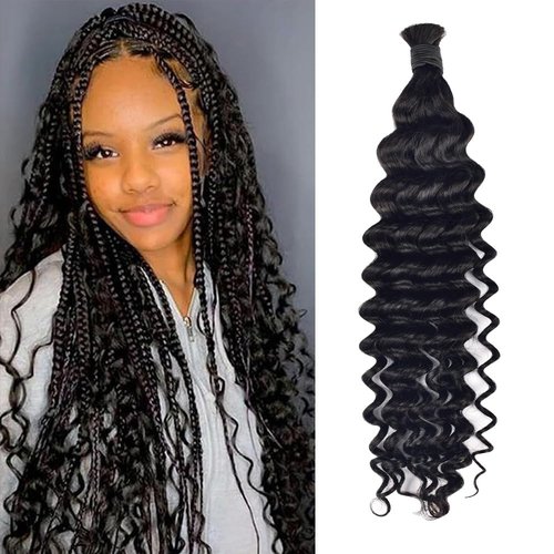 Human Braiding Hair Deep Wave Bulk Human Hair for Braiding No Weft Human Hair Bundles for Brainding Wet and Wavy Human Hair Extensions 1 Bundle 50g Micro Braiding Human Hair for Boho Braids 16 Inch