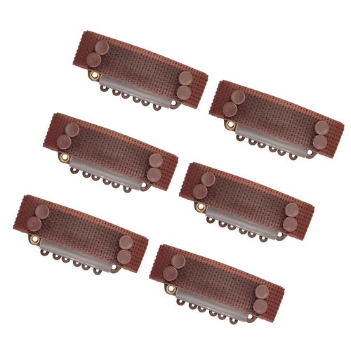 6 Pcs Stickable Wigs Clips U-Shape Snap Clips 28mm 6-Teeth Hair Extensions Clips with Rubber for Hair Extensions (Brown)
