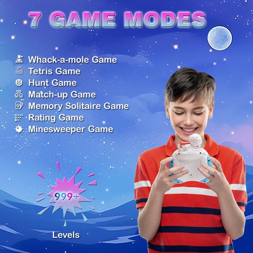 Hydrathy Quick Push Fidget Toys, Handheld Game for Kids 3-12 with 7 Game Mode, Fast Push LED Buttons Light Battle Game, Travel Games Xmas Birthday Gifts for Boys Girls Teens Adults (Astronaut-Blue)