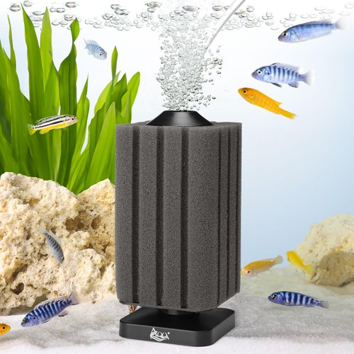 AQQA Aquarium Sponge Filter Submersible Small Fish Tank Filter 20 Gallon Ultra Quiet Air Powered Corner Sponge Filter Aeration Betta Filter for Freshwater & Marine Tank(Small for 5-30 Gallon)