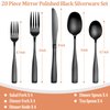 20 Pcs Black Silverware Set, Food-Grade Stainless Steel Flatware Set for 4, Square Cutlery Set, Mirror Polished Tableware Eating Utensils Set for Kitchen, Include Knife Fork Spoon Set,Dishwasher Safe