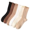 MarJunSep Women's Cute Ruffle Frilly Socks Neutral Thin Cotton Knit Crew Socks Ribbed Slouch Lettuce loafer Socks 6 Pairs