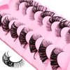 7 Pairs Fox Eye Lashes Flu-ffy 19mm Cat-Eye Lashes Curly Volume Eyelashes Faux Mink Lashes that Look Like Extensions Lashes Wispy False Eyelashes Natural Look(SN002)