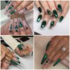 qiipii 24 Styles Emerald Green Nail Rhinestones Multi Shapes Flatback Green Crystals Gems Round Beads K9 Glass Stones Diamonds Jewels Nail Art Supplies Nail Charms for Nails Faces Eyes Makeup Crafts