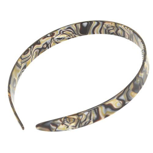 French Amie Wide 1/2" Celluloid Handmade French Hair Head bands Fashion Headbands for Women Very Flexible Strong Hold Grip Headbands Non Slip Durable Styling Girls Paris Women's Hair Accessories, Made in France (Silver Onyx Gray)