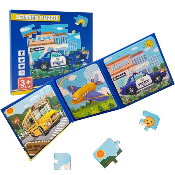 Magnetic Puzzles for Kids 3-5, 12/16/20 Pieces 3 in 1 Toddler Puzzles Ages 3-5, Preschool Learning Toys & Educational Toys, Magnetic Travel Puzzles Games for Boys Girls(Transportation)