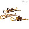Parcelona French Twist n Clip Flower, Bow and Chain Savana Celluloid Acetate Set of 3 Metal Free Hair Clip Barrettes