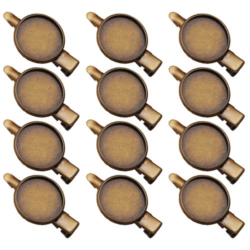 12pcs 3.5cm Metal Alligator Hair Clips with Cabochon Setting Tray Hair Clips with Blank Round Tray Base Alligator Hair Clips Blank Hairgrip Base Trays for DIY Hair Accessories Making, Antique Bronze