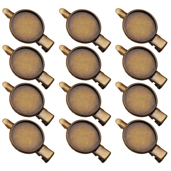 12pcs 3.5cm Metal Alligator Hair Clips with Cabochon Setting Tray Hair Clips with Blank Round Tray Base Alligator Hair Clips Blank Hairgrip Base Trays for DIY Hair Accessories Making, Antique Bronze