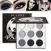ecofavor Black Smoky Eye shadow Palette, DE’LANCI PANDA 9 Colors True Black Dark Grey Smokey Goth Makeup Pallet, 9 Soft Matte Shimmer High Pigmented Basic Black White Gray Shade for Halloween