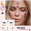 Coridy 4pcs Halloween Face Fake Stickers Cute Ghost Bat Spider Moon Temporary Tattoo Kit Cute Cartoon Makeup Set for women