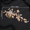 Teyglen Wedding Gold Leaf Hair Comb Flower Bridal Hair Comb Headband Handmade Rhinestone Pearl Hair Piece Gold Headpiece Hair Accessories for Women Bride Girls