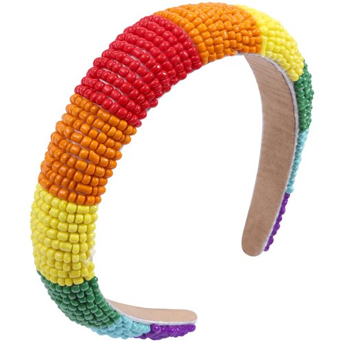 OAOLEER Pride Day Headband Diamond Rhinestone Big Headband for Women Rianbow Crystal Embellished Hair Hoop Races Goth Wedding Headpiece