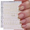 8 Sheets Letter Nail Stickers 3D Self-Adhesive English Alphabet Nail Art Stickers Black White Gold Silver Nail Decals Big Small Letter Stickers Nail Charms for Women Girls DIY Acrylic Nail Decorations