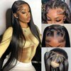 Mengkai 13x6 HD Lace Front Wigs Human Hair Pre Plucked Straight Human Hair Wigs for Black Women HD Lace Frontal Wigs Human Hair 180% Density Straight Lace Frontal Wigs Human Hair Glueless Wigs 28 Inch