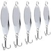 FREGITO 5pcs Fishing Lures Fishing Spoons, Trout Lures Bass Lures Hard Metal Spinner Baits for Salmon Bass Trout (Silver-A)
