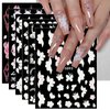 JMEOWIO 6 Sheets 3D Embossed Flower Butterfly Nail Art Stickers Decals Self-Adhesive Pegatinas Uñas 5D White Spring Floral Nail Supplies Nail Art Design Decoration Accessories