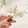 Unicra Gold Flower Hair Comb Crystal Bridal Wedding Hair Pieces Pearl Hair Accessories for Women and Brides
