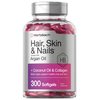 Horbäach Hair Skin and Nails Vitamins | 300 Softgels | with Biotin and Collagen | Infused with Argan Oil and Coconut Oil | Non-GMO, Gluten Free Supplement