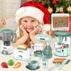 Kids Kitchen Set, Pretend Play Kitchen Appliance Toy Set with Coffee Maker, Toaster, Blender, Mixer, Kitchen Toys with Light & Sound, Play Kitchen Sets for Kids Ages 4-8